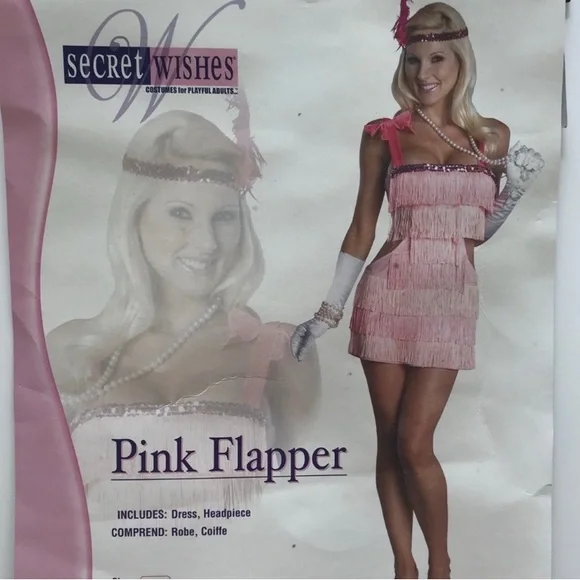 Secret Wishes Pink Flapper Roaring 20's Speakeasy Halloween Sexy Adult Costume S - Picture 3 of 3